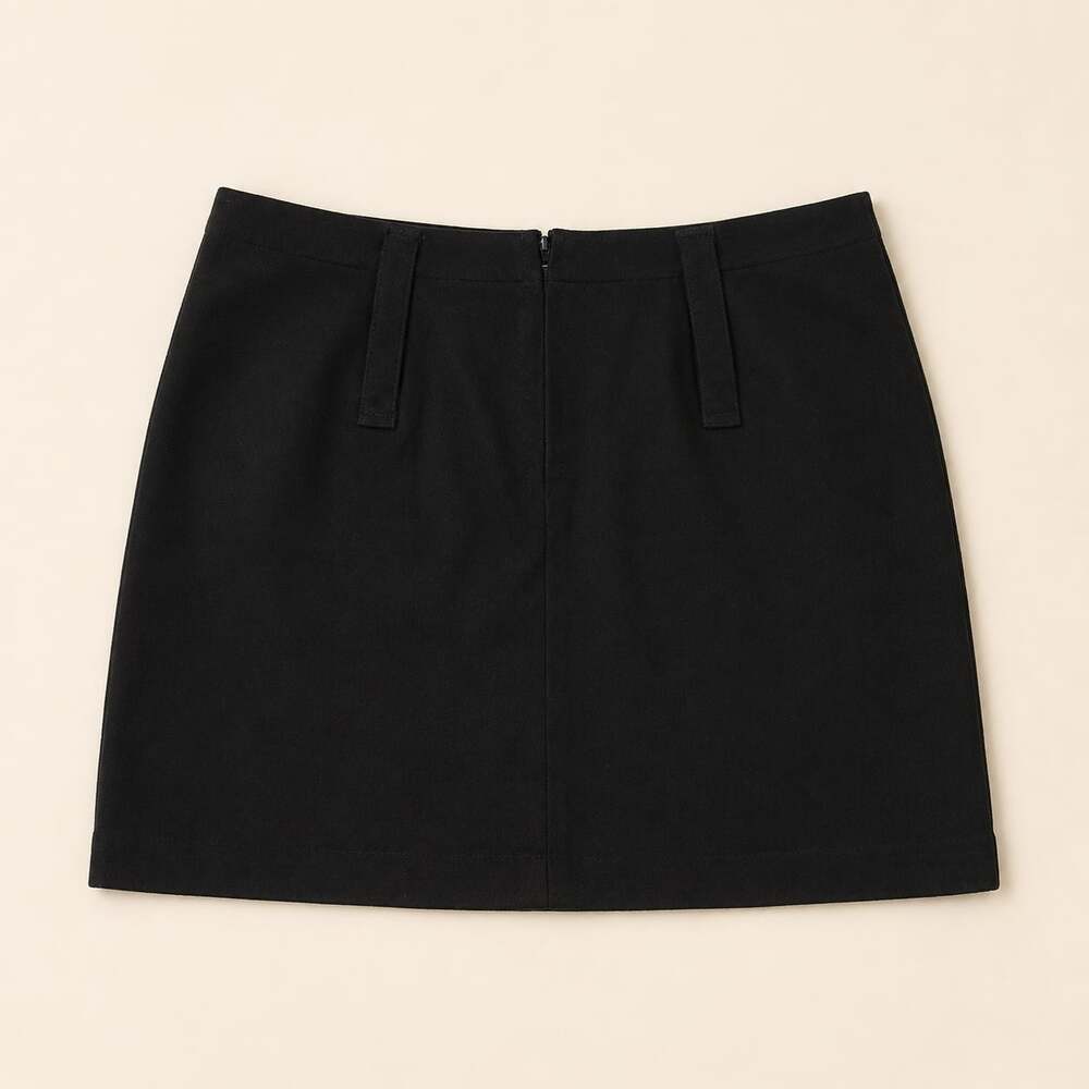 Valia Black Mini Skirt Small‎ Made in Canada Minimalist Quiet Luxury